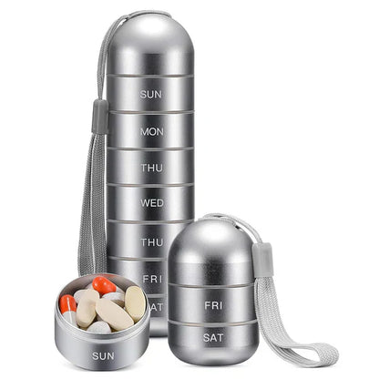 7-Day Aluminum Pill Organizer – Portable Travel Pill Box