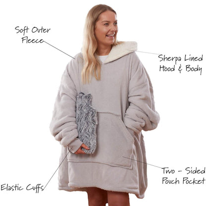 Oversized Hoodie Blanket - Plush Sherpa Lining