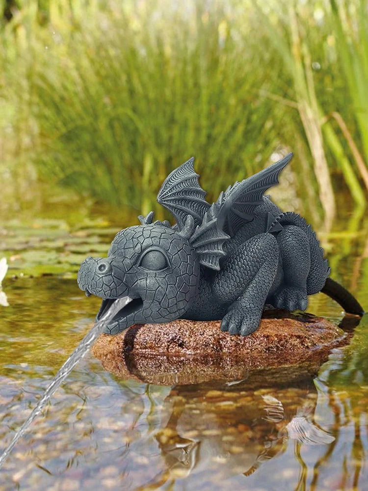 Dragon Water Fountain Statue – Resin Garden Spouting Decor