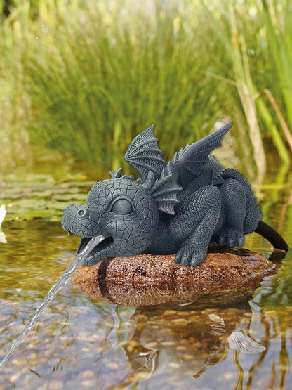 Dragon Water Fountain Statue – Resin Garden Spouting Decor