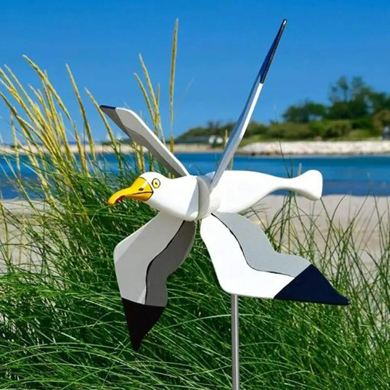 Seagull Wind Spinner – Flying Bird Garden Windmill Decor