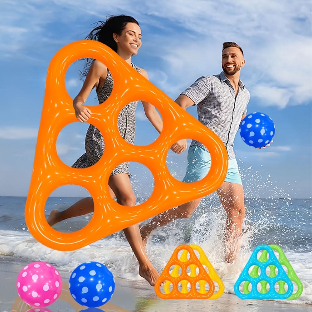 Inflatable triangle pool throw game with six balls – image 7