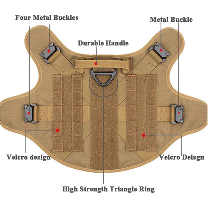 Tactical Dog Harness Vest – Adjustable w/ Handle for GSD