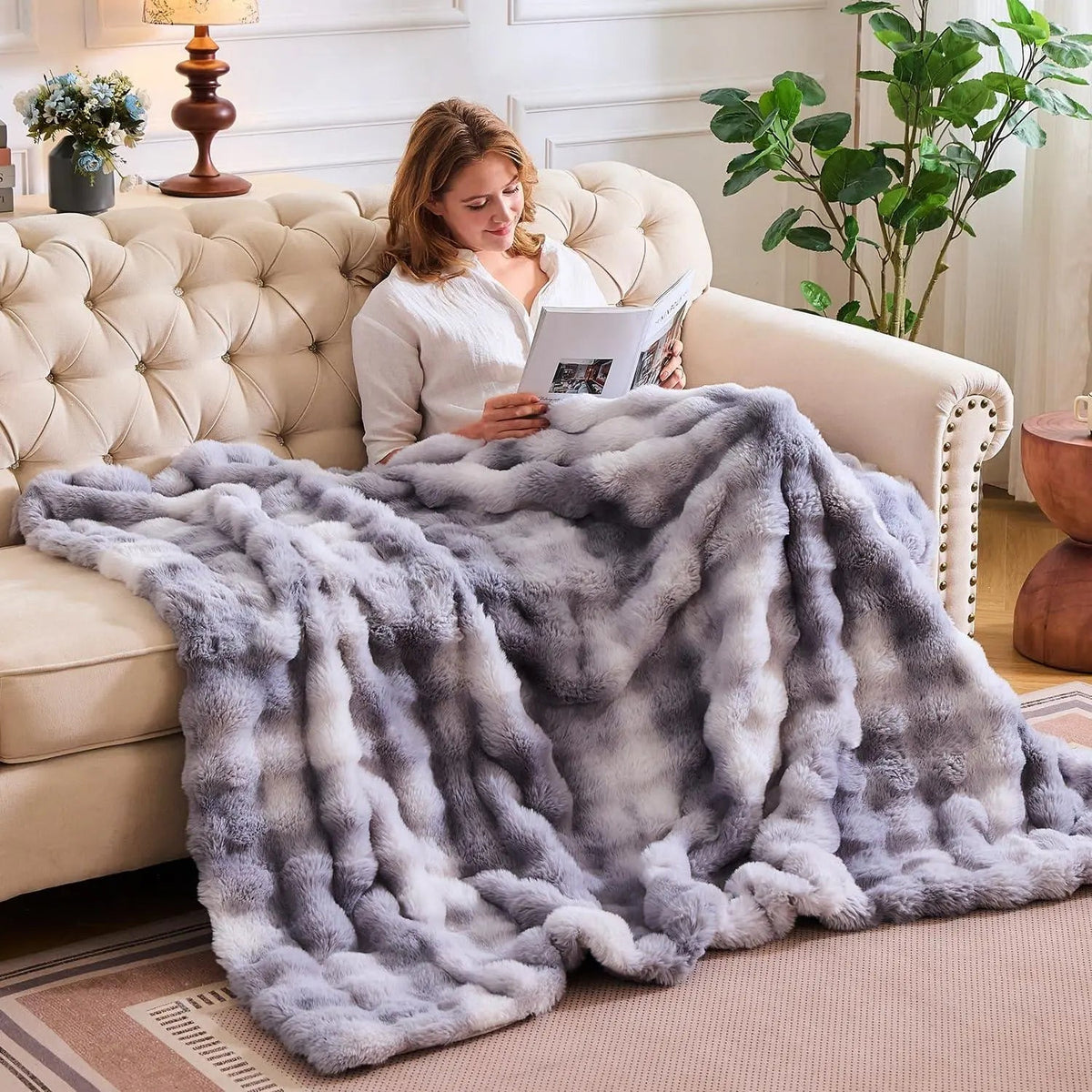 Tie Dye Faux Fur Blanket