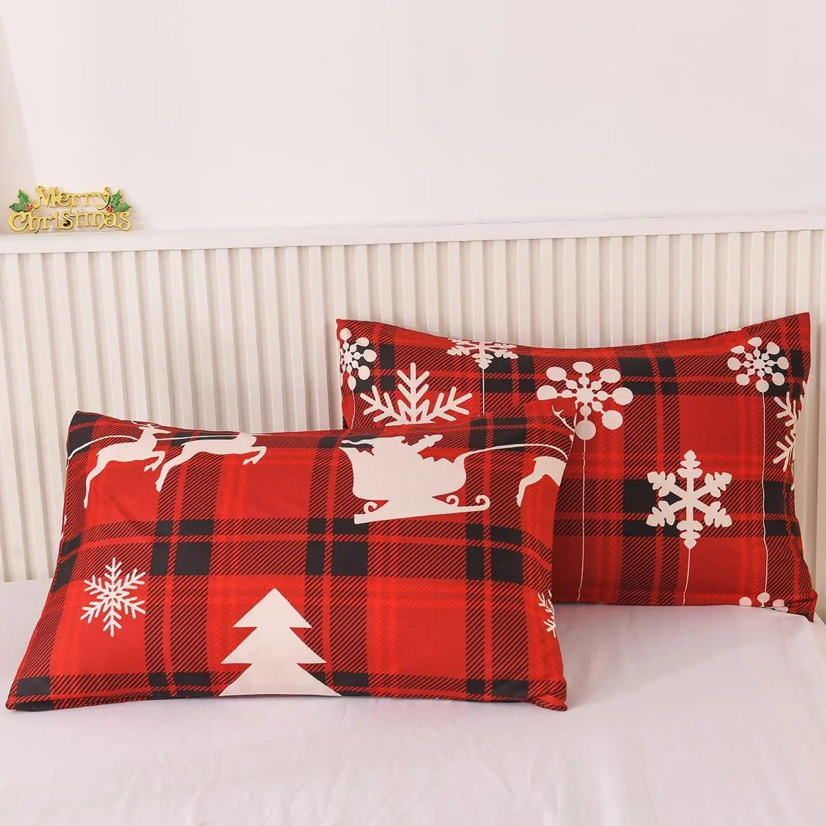 Christmas Checkered Elk Duvet Set – 3 Pieces