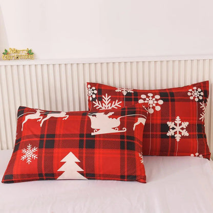 Christmas Checkered Elk Duvet Set – 3 Pieces