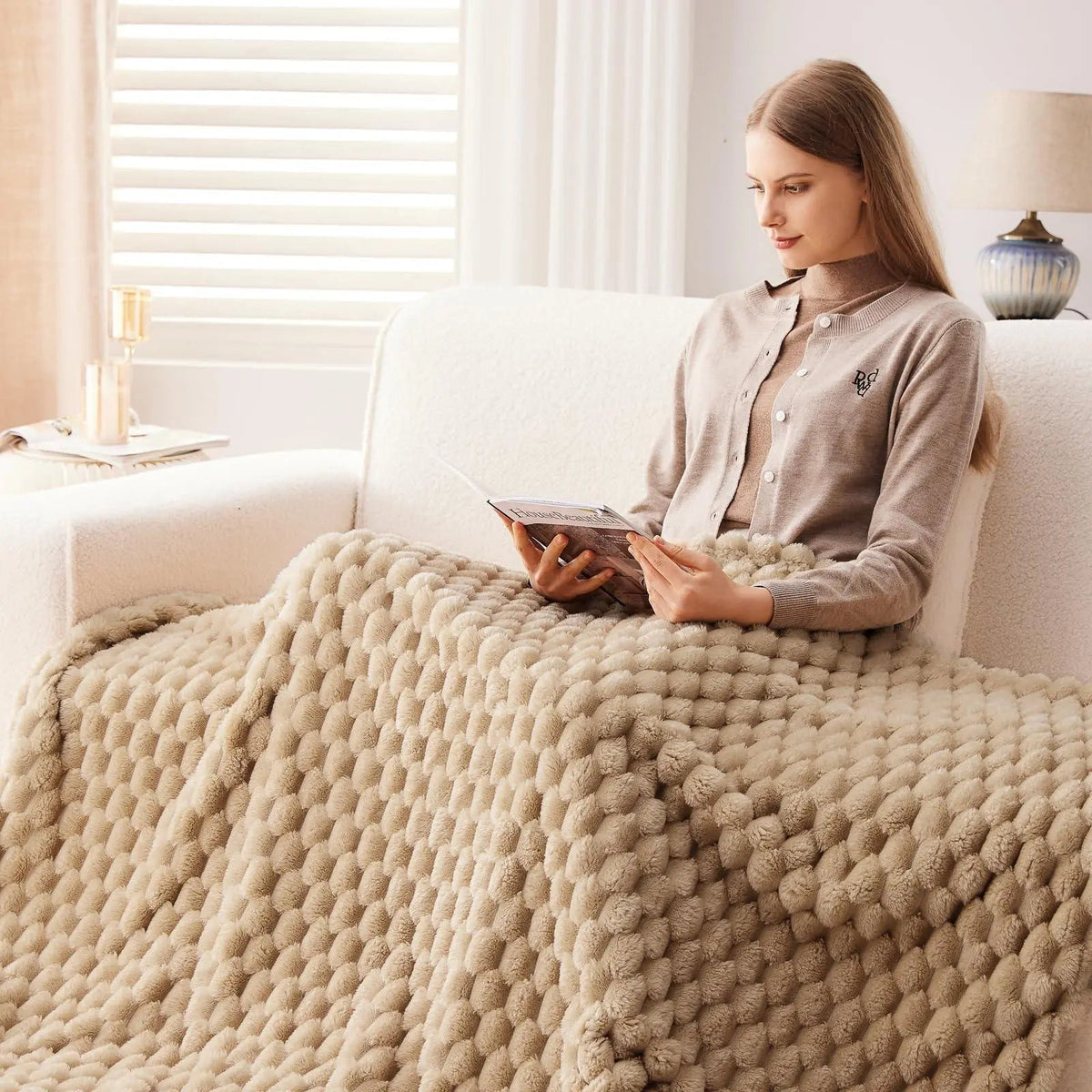 3D Clouds Jacquard Flannel Blanket