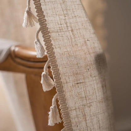 Boho Tassel Cotton Linen Curtains Set – 2 Pieces