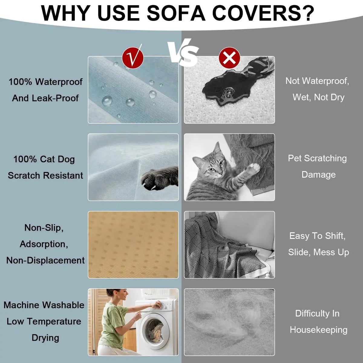 Solid Colour Waterproof Sofa Cover