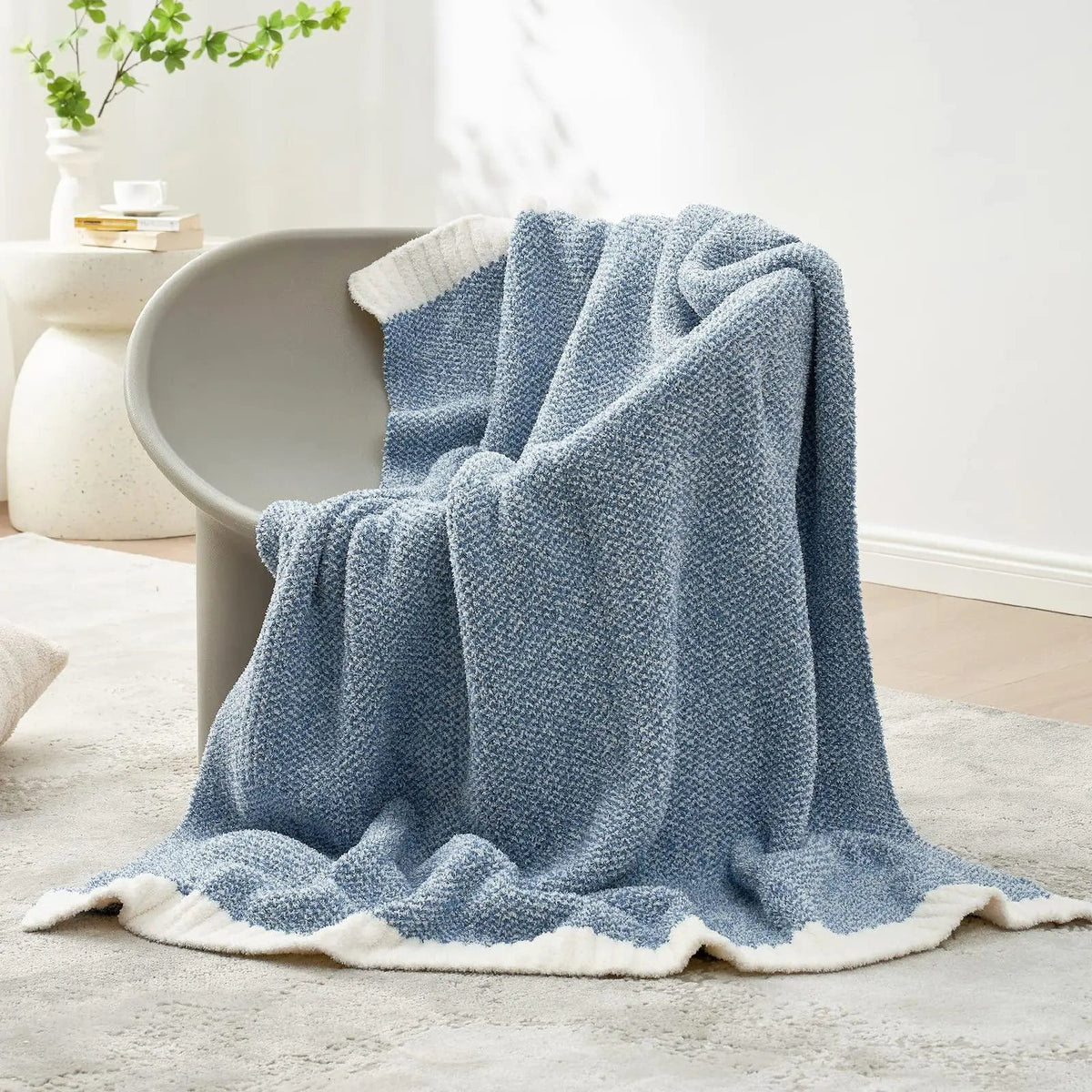 Reversible Knit Throw Blanket Super Soft Plush