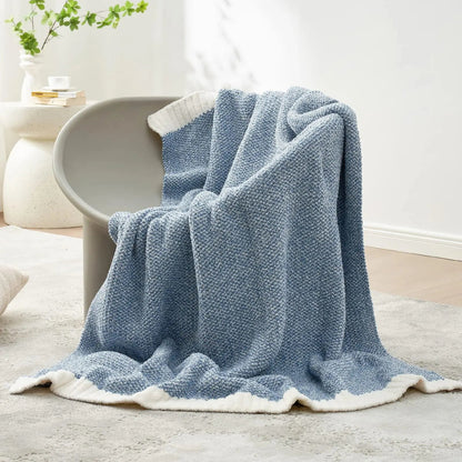 Reversible Knit Throw Blanket Super Soft Plush
