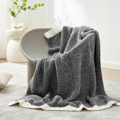 Reversible Knit Throw Blanket Super Soft Plush