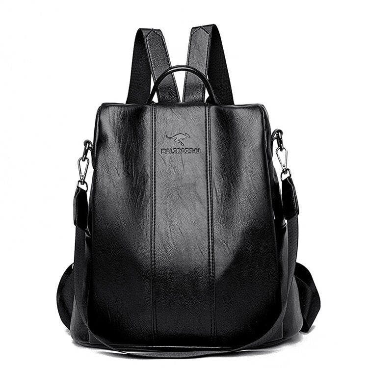 Vintage Leather Backpack for Women – Anti-Theft Design