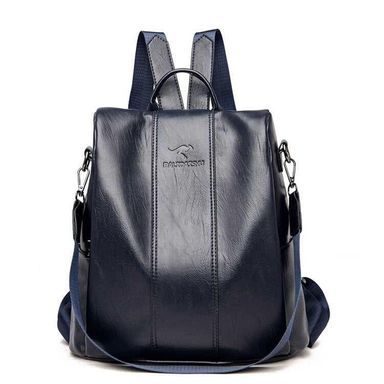 Vintage Leather Backpack for Women – Anti-Theft Design