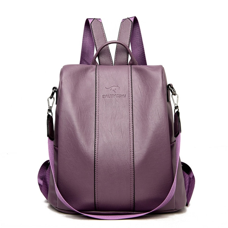 Vintage Leather Backpack for Women – Anti-Theft Design
