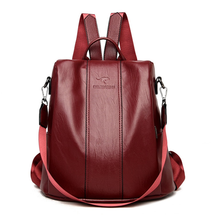 Vintage Leather Backpack for Women – Anti-Theft Design