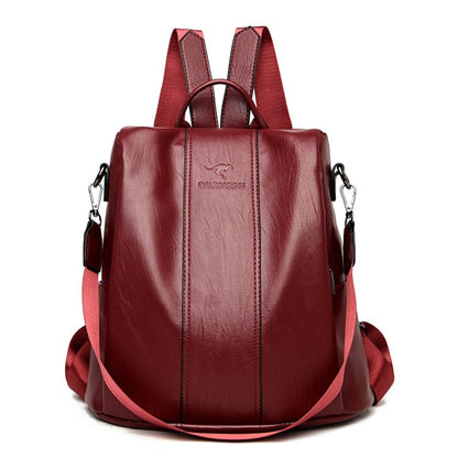 Vintage Leather Backpack for Women – Anti-Theft Design