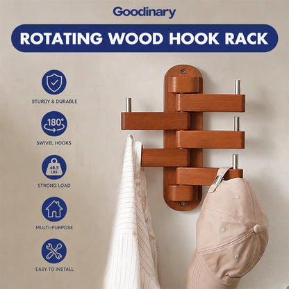 Rotating Wood Hook Rack