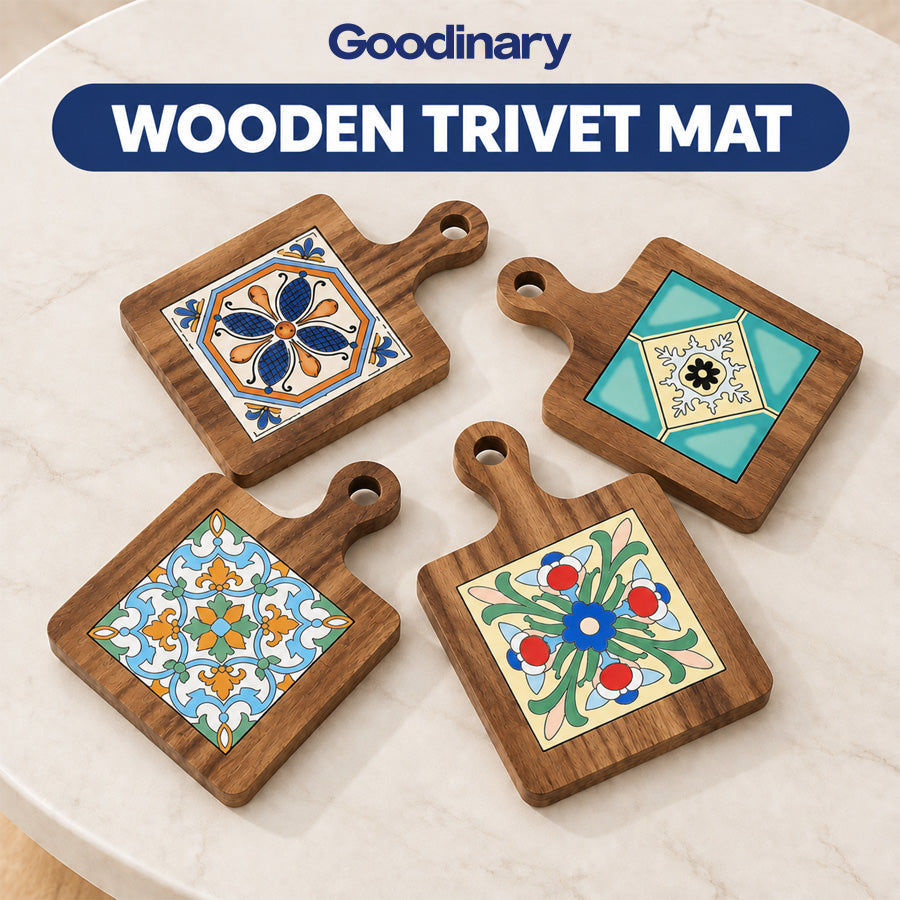 Natural Wood Tiles Pot Mat