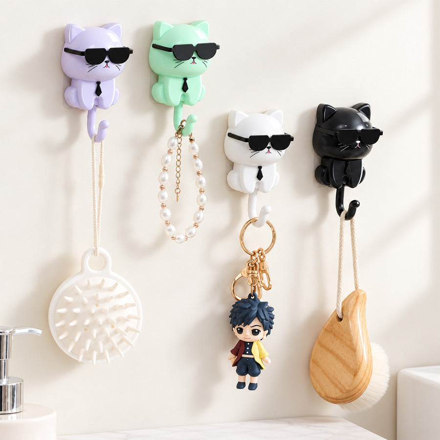 Cat Wall Hooks – 4 Pieces