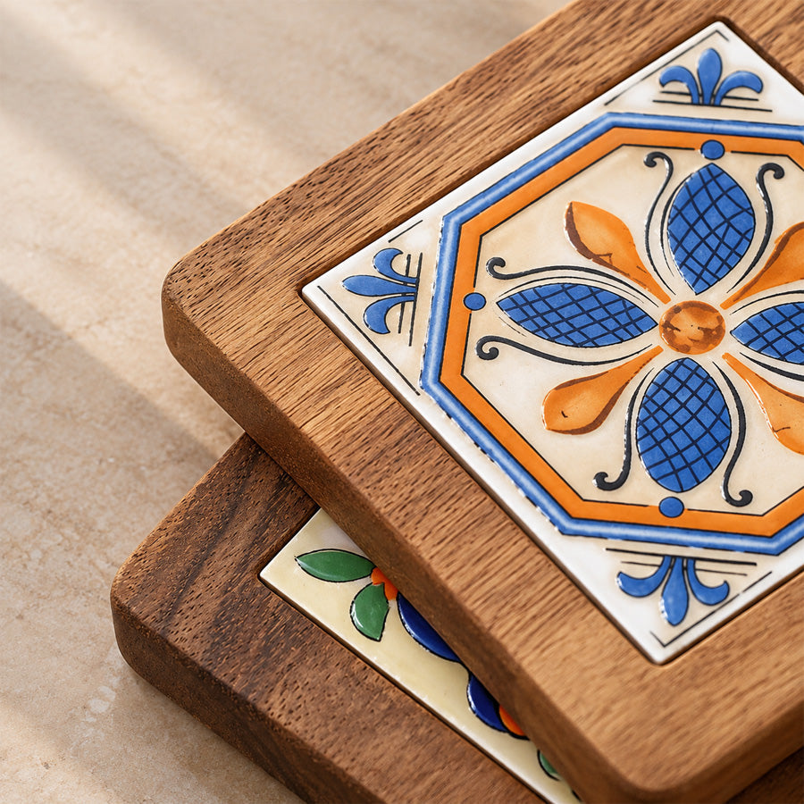Natural Wood Tiles Pot Mat