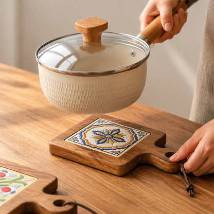 Natural Wood Tiles Pot Mat