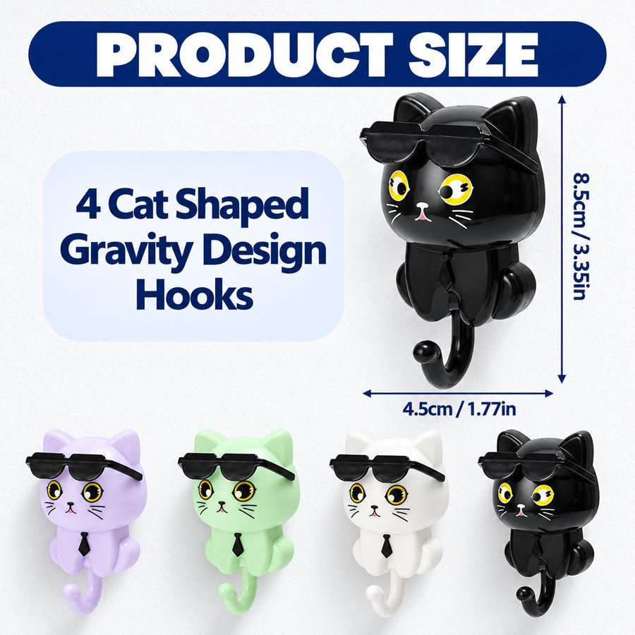 Cat Wall Hooks – 4 Pieces