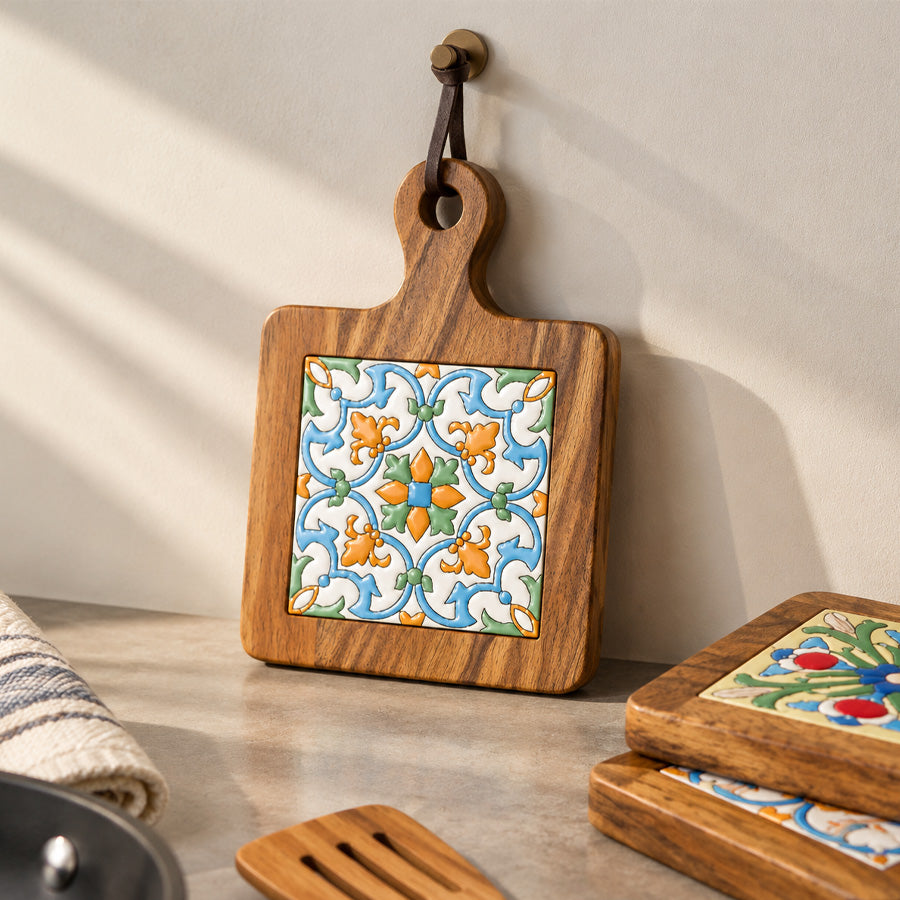 Natural Wood Tiles Pot Mat