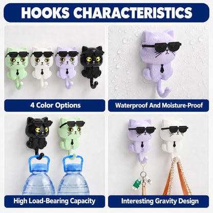Cat Wall Hooks – 4 Pieces