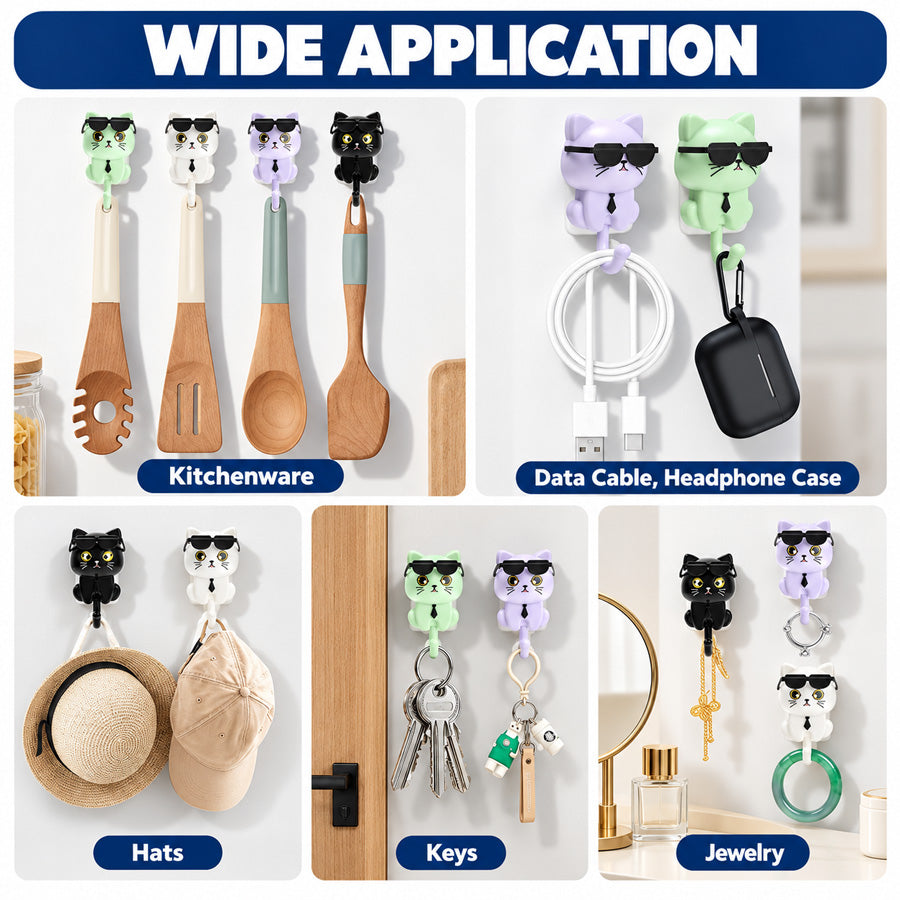 Cat Wall Hooks – 4 Pieces