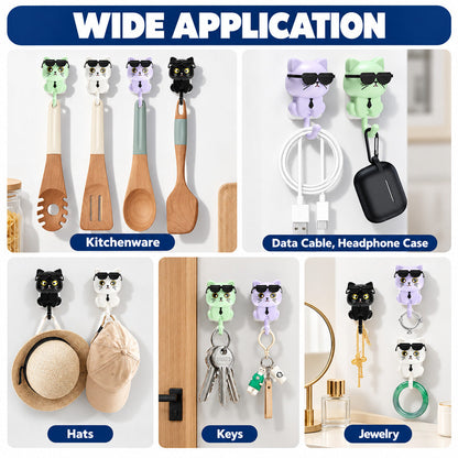 Cat Wall Hooks – 4 Pieces