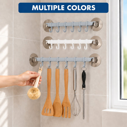 6-Row Suction Cup Hook Rack
