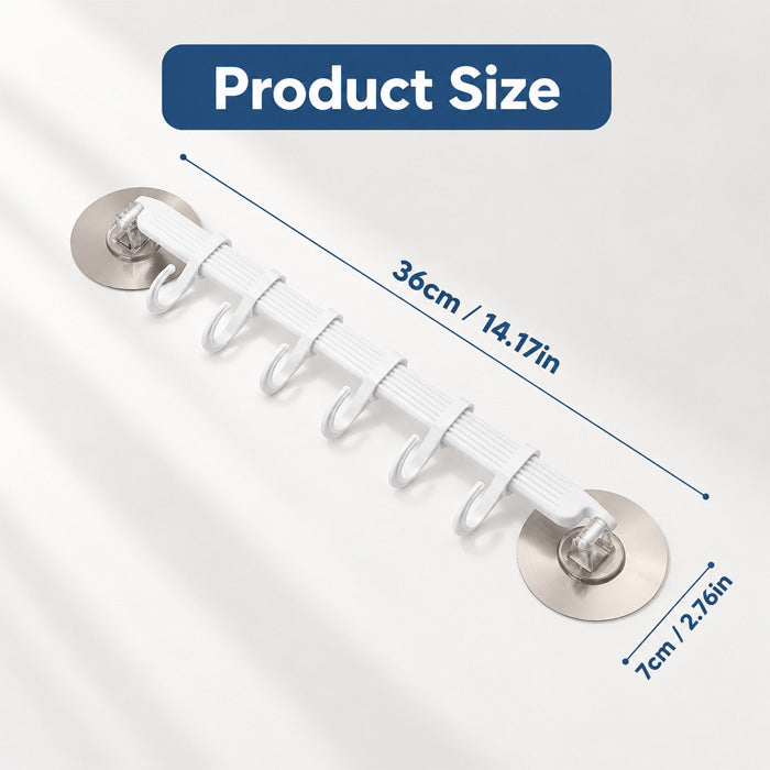 6-Row Suction Cup Hook Rack