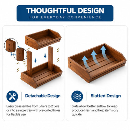 Wooden Stand for Kitchen Counter Storage