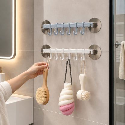 6-Row Suction Cup Hook Rack