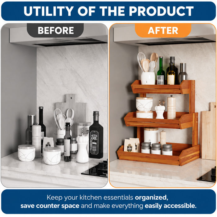 Wooden Stand for Kitchen Counter Storage