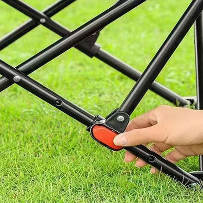 Folding carbon steel camping chair with footrest