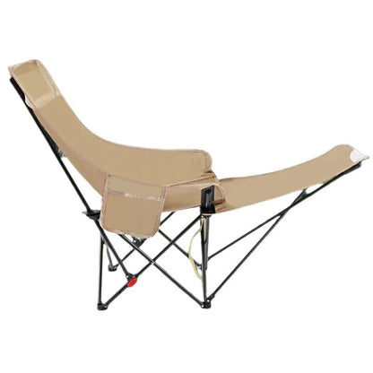 Folding carbon steel camping chair with footrest