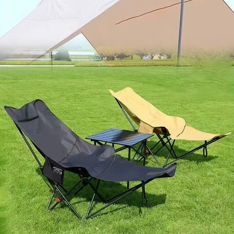 Folding carbon steel camping chair with footrest