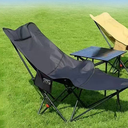 Folding carbon steel camping chair with footrest