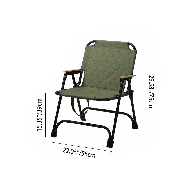 Folding carbon steel camping chair with armrests