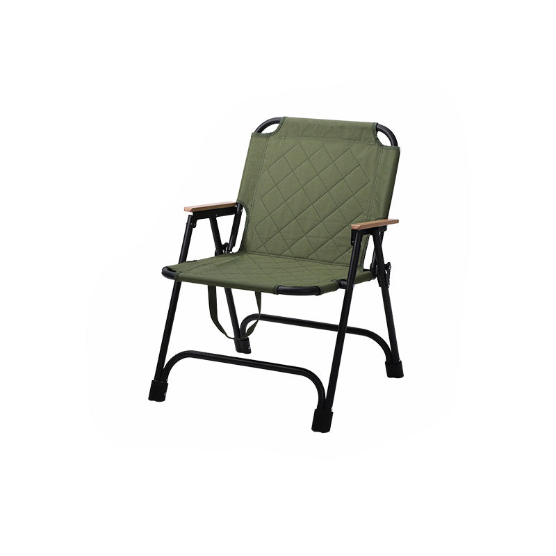 Folding carbon steel camping chair with armrests