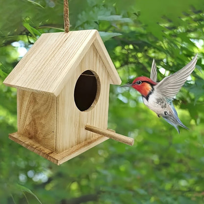 Wooden Hanging Bird House – Outdoor Nest Box Shelter