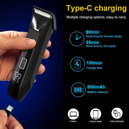 Rechargeable Body Hair Trimmer – USB Electric Grooming Shaver