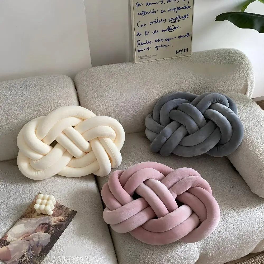 Modern Plush Velvet Knotted Throw Pillow