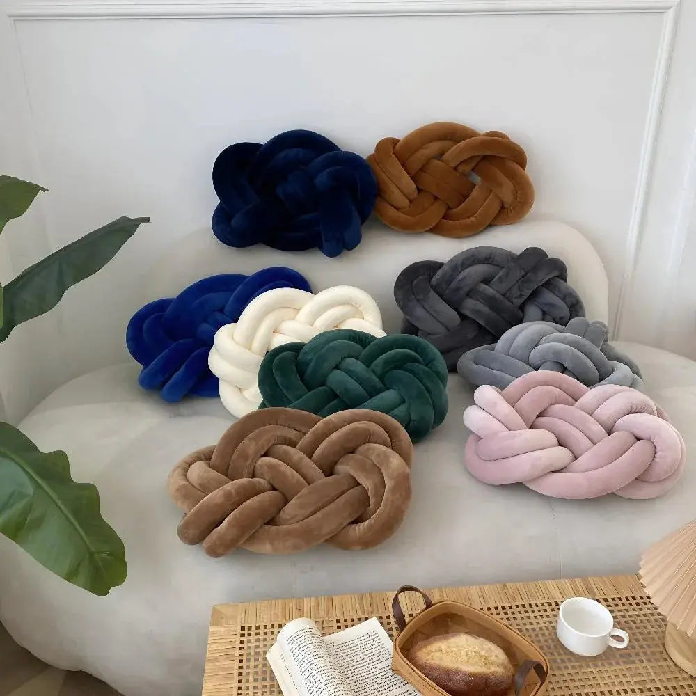 Modern Plush Velvet Knotted Throw Pillow