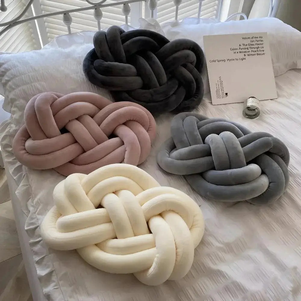 Modern Plush Velvet Knotted Throw Pillow
