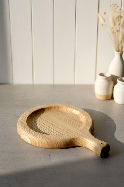 Carved Chestnut Wood Round Serving Board – image 9