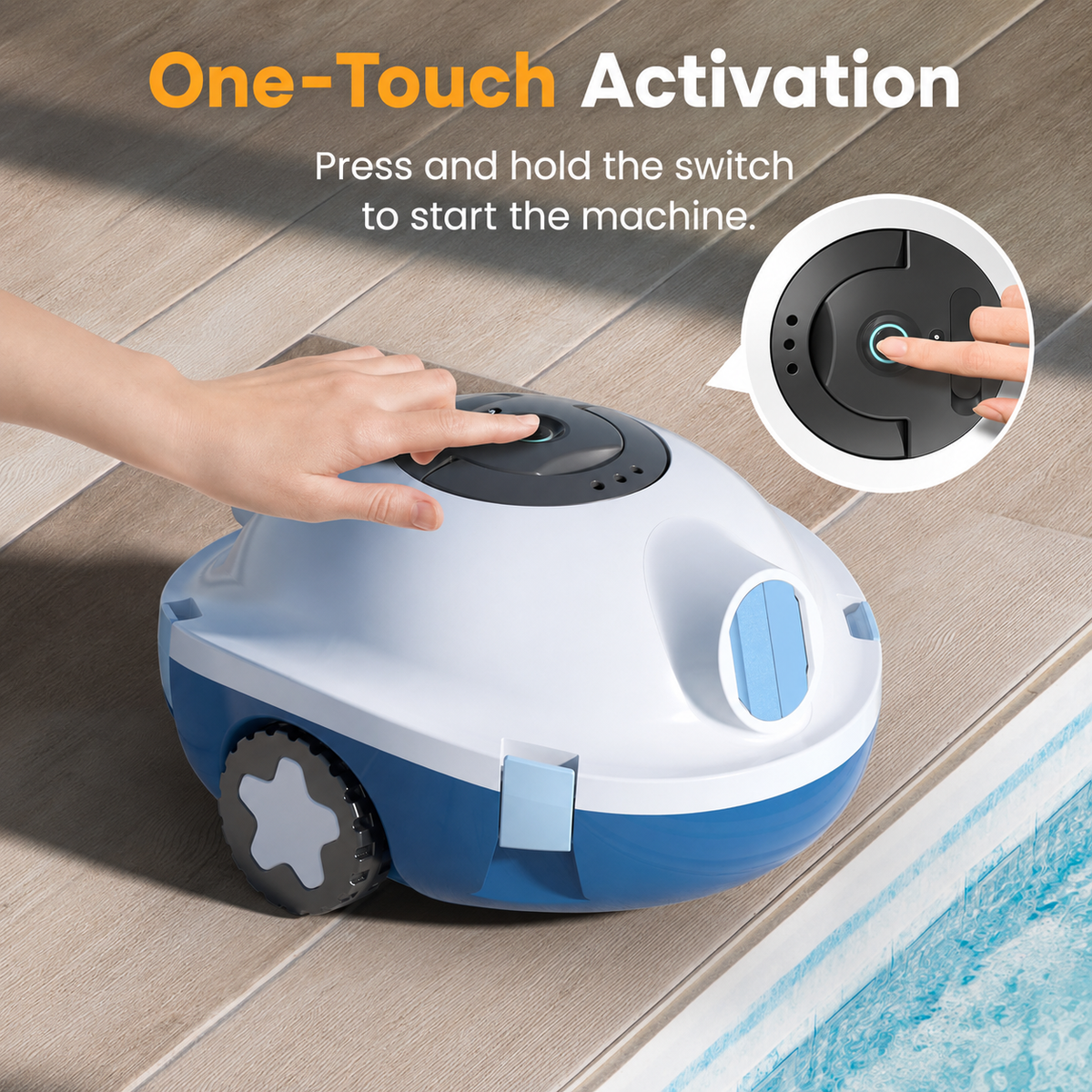 Cordless Robotic Pool Cleaner – 120-Min Runtime, Self-Parking, 5200mAh Battery