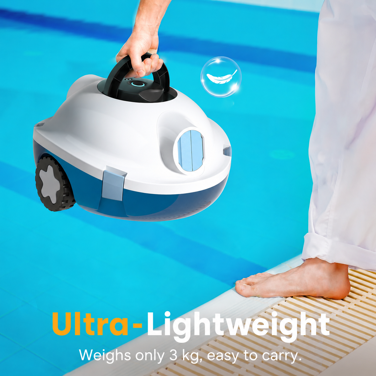 Cordless Robotic Pool Cleaner – 120-Min Runtime, Self-Parking, 5200mAh Battery